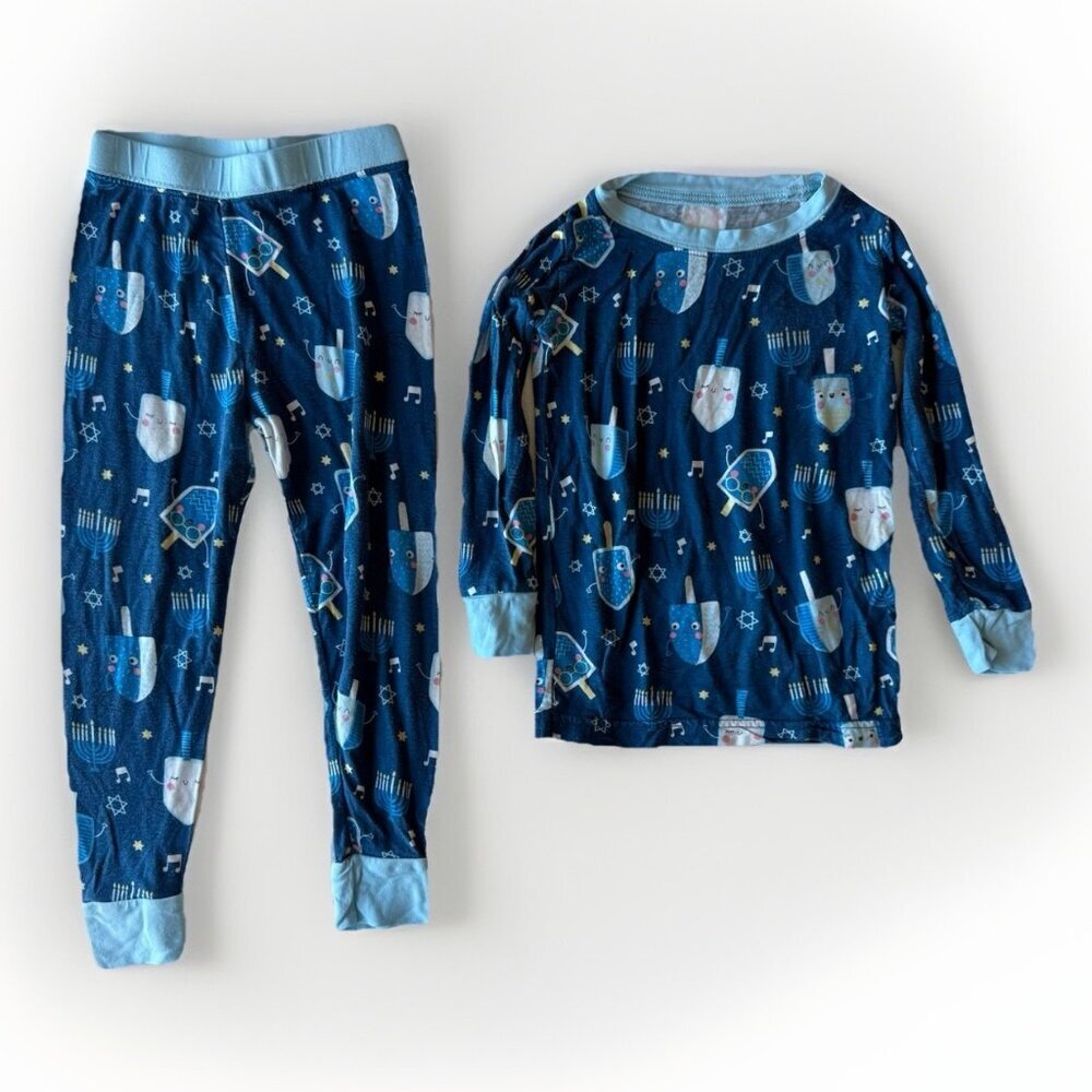 Little Sleepies Blue Hanukkah Dancing Dreidels 2 Piece Pajama Set Size 18-24 Mos